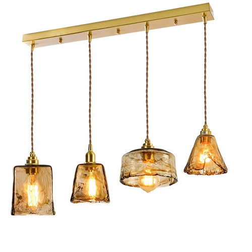 Adjustable vintage Japanese-style LED wood and copper pendant light - vue 16 sur 21