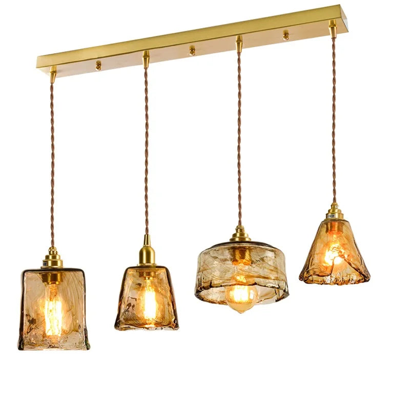Adjustable vintage Japanese-style LED wood and copper pendant light - vue 16 sur 21