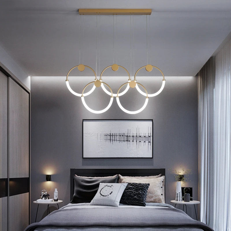 Modern Nordic gold ring chandelier pendant light decoration