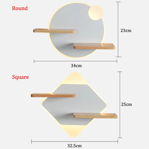Nordic LED wall light with shelf and USB charger - vue 7 sur 18