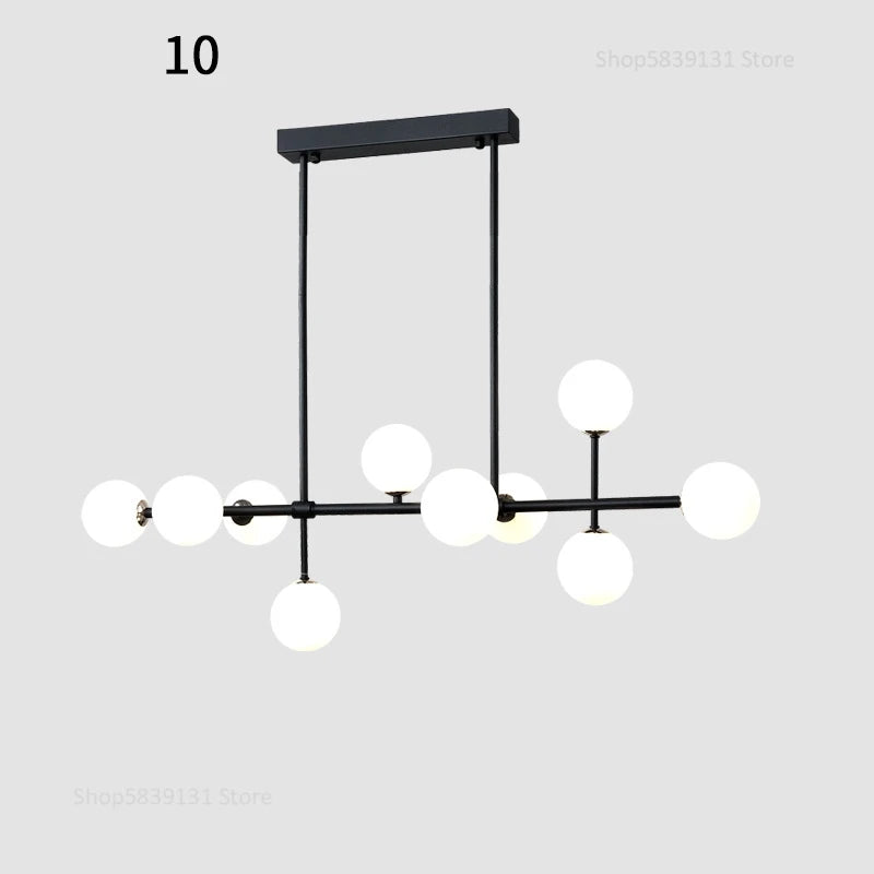 Nordic iron chandelier with LED glass balls for restaurant - vue 13 sur 20
