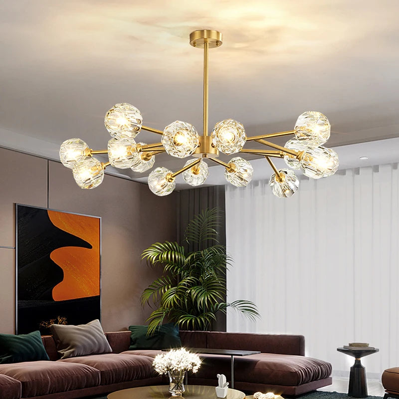 Modern copper crystal chandelier for refined lighting