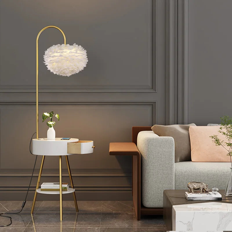 Nordic feather floor lamp for elegant interior decor