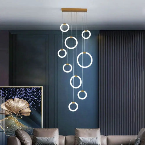 Modern acrylic LED chandelier for luxury decor - vue 3 sur 14