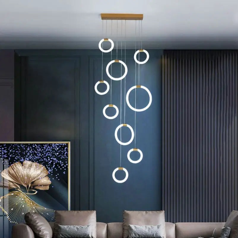Modern acrylic LED chandelier for luxury decor - vue 2 sur 14