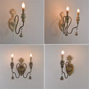 Vintage industrial style wood and iron wall light