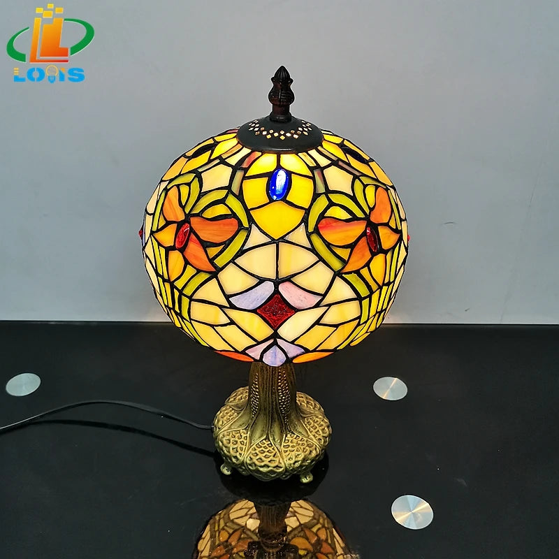 Tiffany style table lamp for decorative indoor lighting - vue 3 sur 6