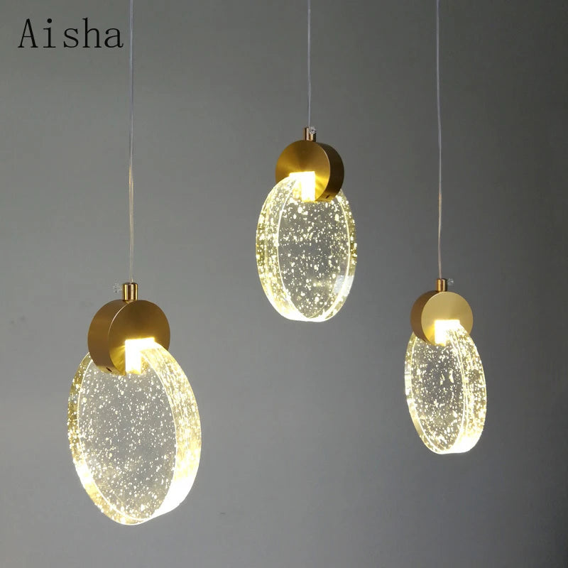 Modern creative crystal pendant light with LED lighting