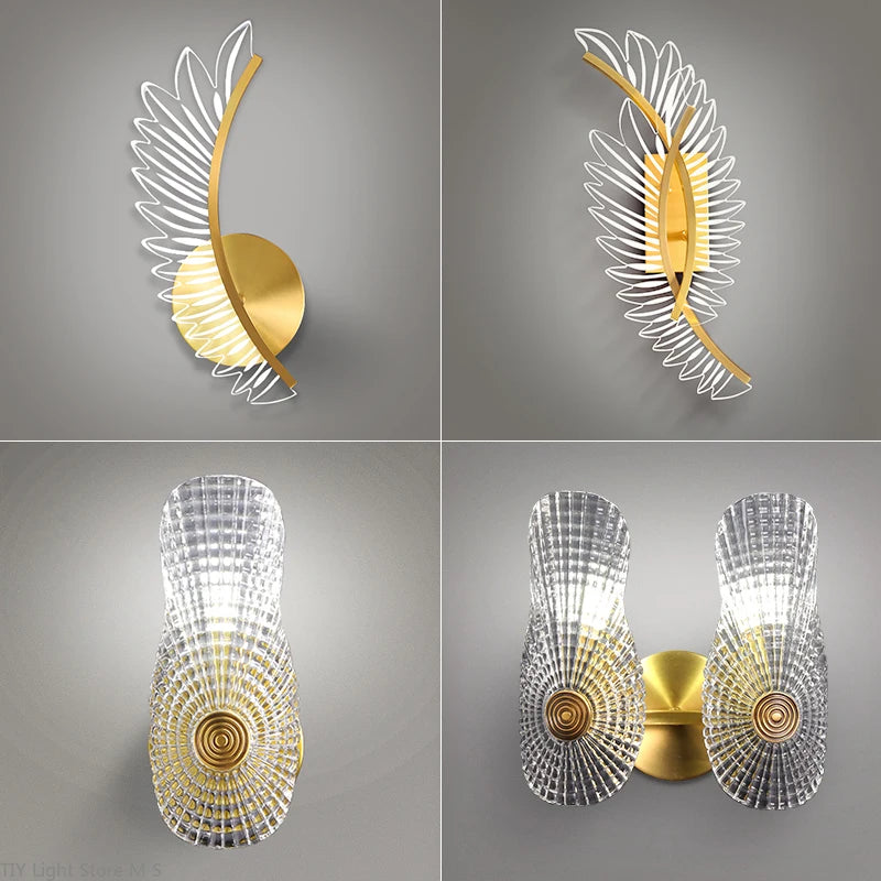 Modern luxury gold wing LED wall light
