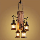 Decorative industrial wood pendant light with glass
