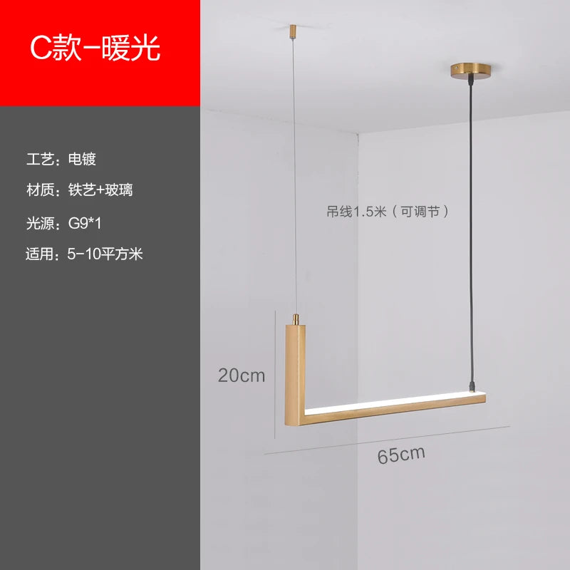 Modern iron and glass pendant light for interior decoration - vue 7 sur 9
