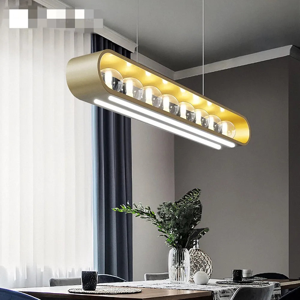 Contemporary clear glass chandelier with adjustable cord - vue 5 sur 12