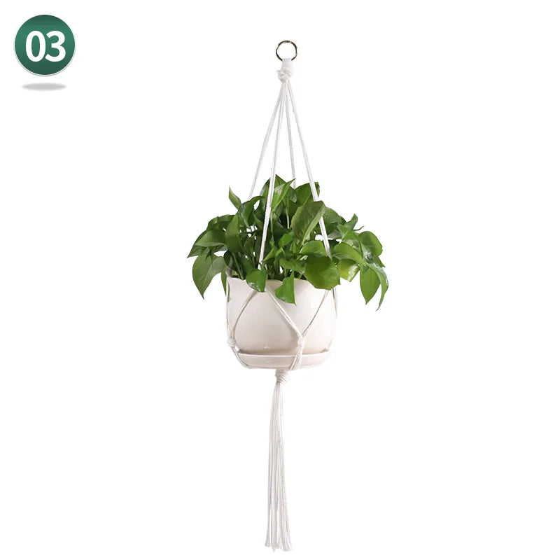 macrame hanging basket for plants crafts home decor - vue 18 sur 18