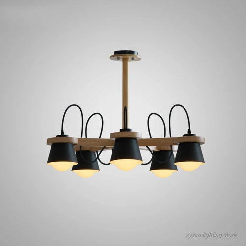Nordic wooden pendant light for elegant interior decor - vue 2 sur 14