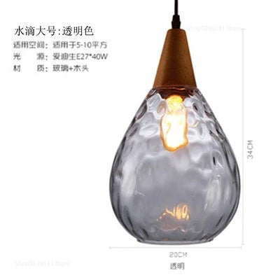 Nordic retro decorative water grain glass pendant light - vue 14 sur 21