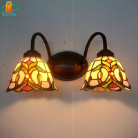 Tiffany style retro stained glass wall light for bar and restaurant
