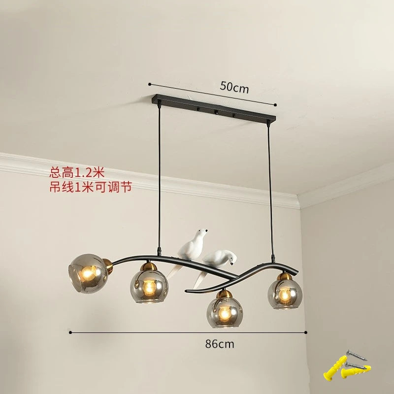 Nordic bird lamp modern chandelier with glass LED shade - vue 11 sur 14