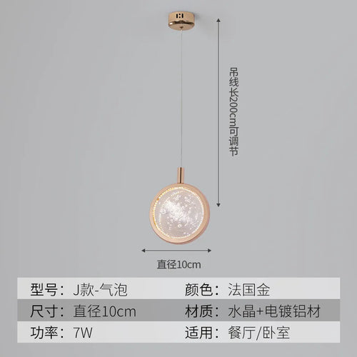 Modern Nordic style gold crystal LED pendant light - vue 18 sur 21