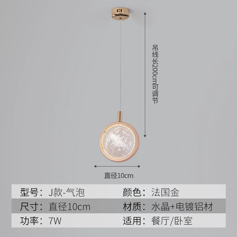 Modern Nordic style gold crystal LED pendant light - vue 17 sur 21