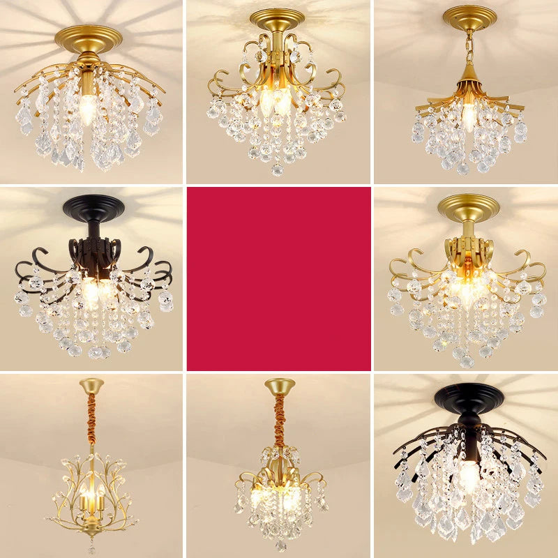 Gold crystal LED ceiling light for modern decor