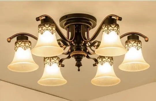 Vintage glass and metal retro ceiling light - vue 8 sur 10