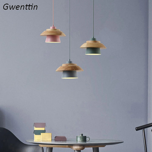 Wooden pendant light for modern lighting and decoration - vue 2 sur 11