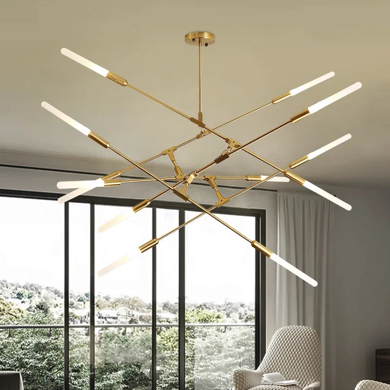 Modern multi-head iron design chandelier for contemporary lighting - vue 4 sur 6