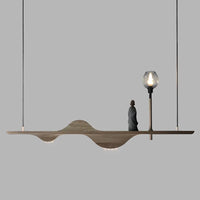 Solid wood pendant light modern zen style for creative lighting