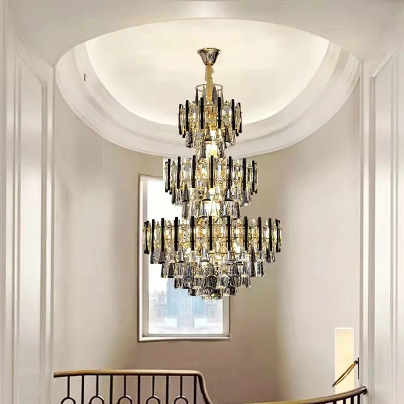 Luxury crystal chandelier for staircases and hotel lobbies
