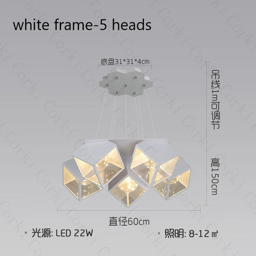 modern design led chandelier geometric interior lighting dimmable - vue 8 sur 9