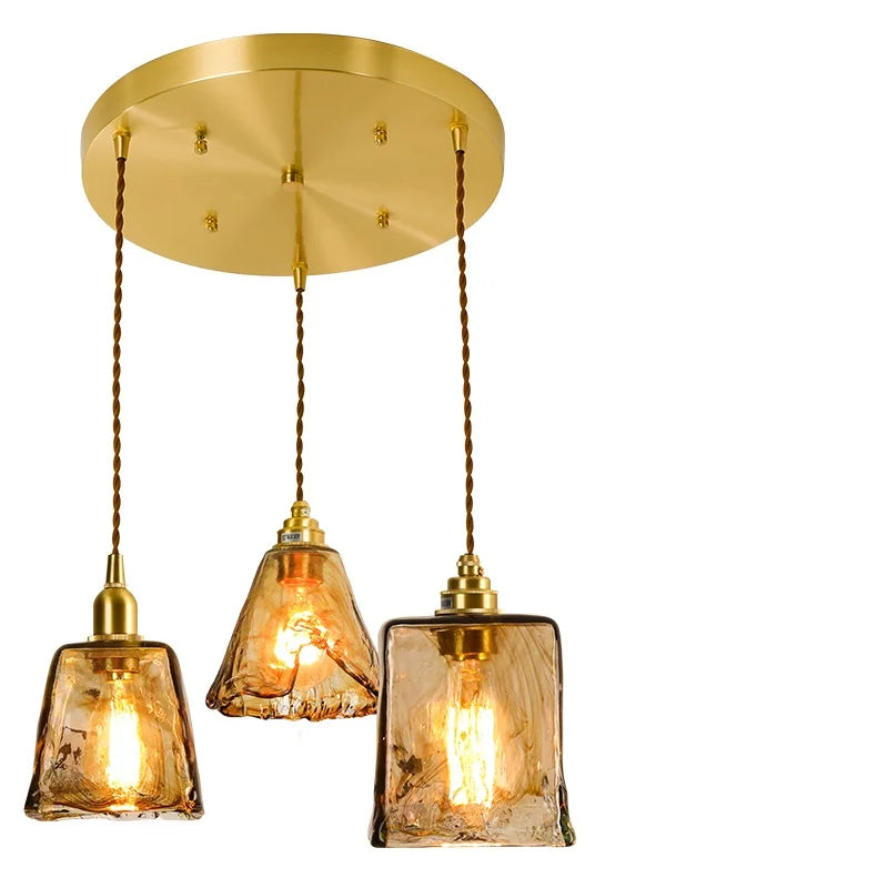 Adjustable vintage Japanese-style LED wood and copper pendant light - vue 21 sur 21