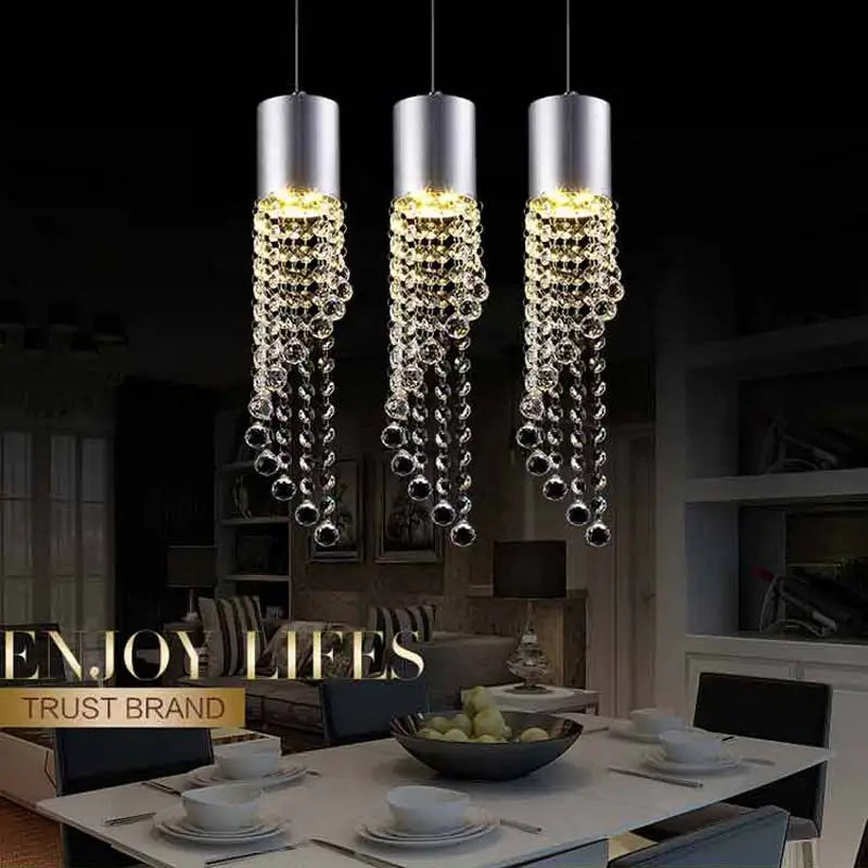 Modern crystal pendant for decorative indoor lighting