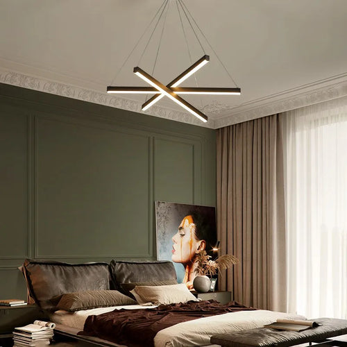 Modern rectangular designer chandelier for hallway and staircase - vue 5 sur 10