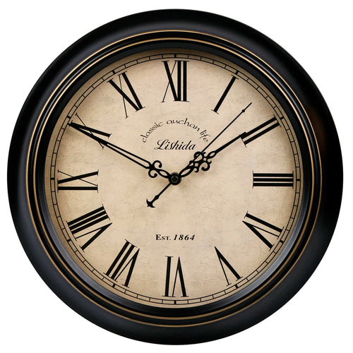 retro silent wall clock shabby chic style home decor - vue 16 sur 24
