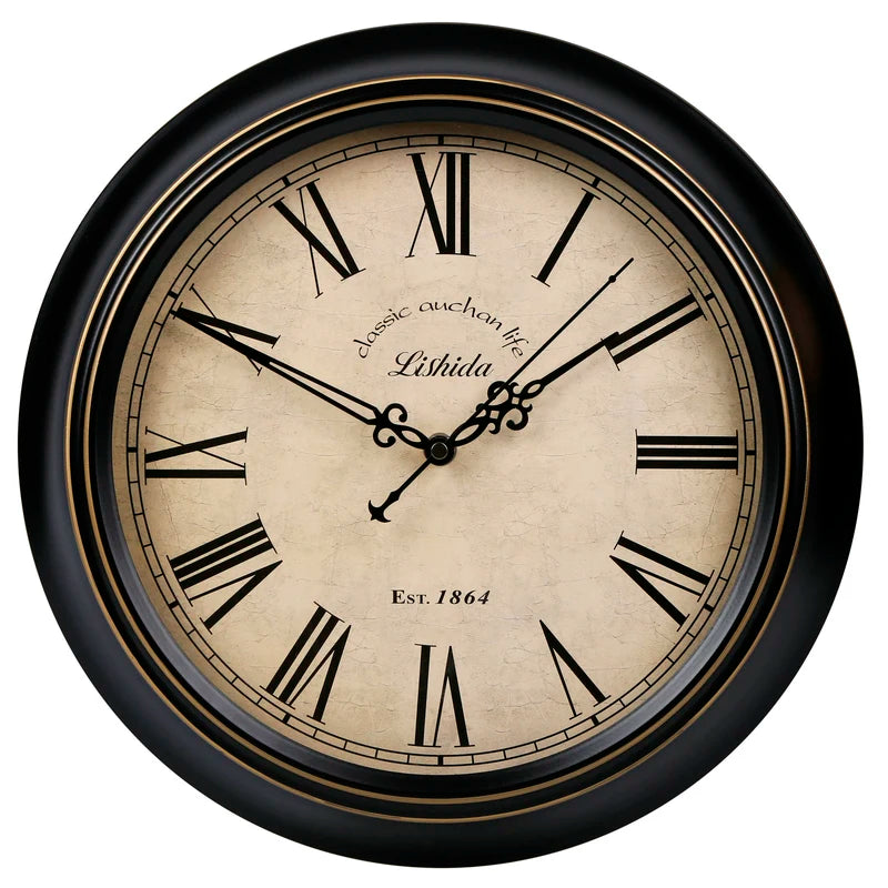 retro silent wall clock shabby chic style home decor - vue 15 sur 24