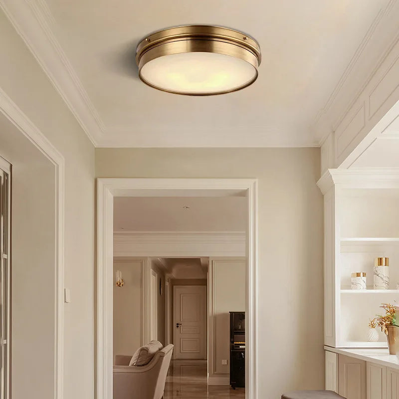 Vintage brass LED modern flush mount ceiling light for living room and home - vue 8 sur 9