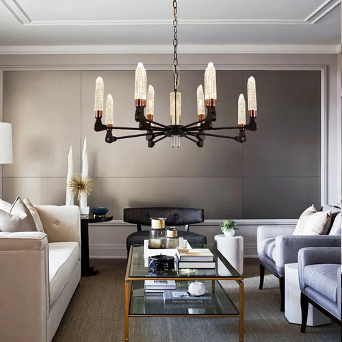 Modern creative nordic iron and crystal chandelier - vue 4 sur 19