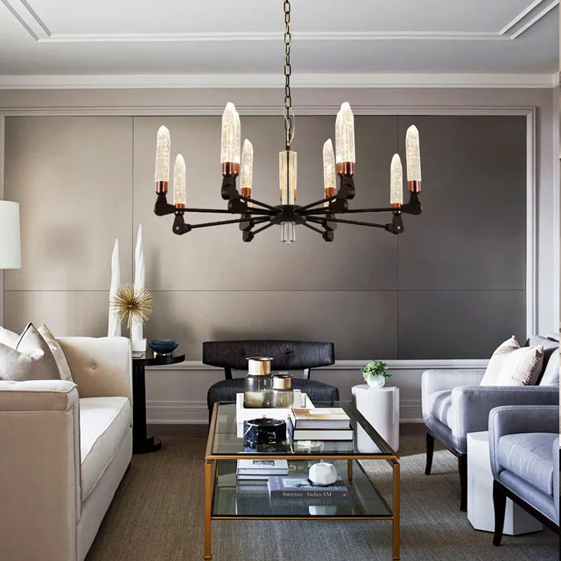 Modern creative nordic iron and crystal chandelier - vue 3 sur 19