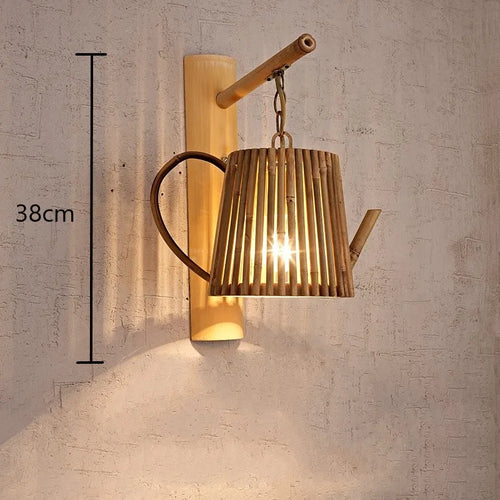 Japanese style bamboo wall light for restaurant and bar - vue 11 sur 10
