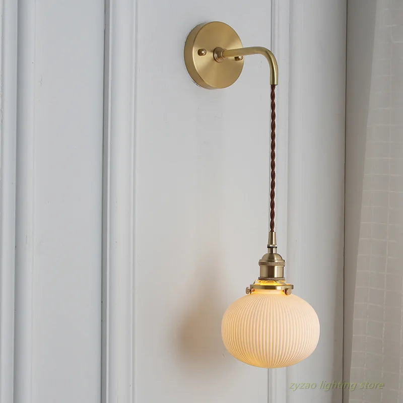 Elegant nordic white porcelain wall light for interiors
