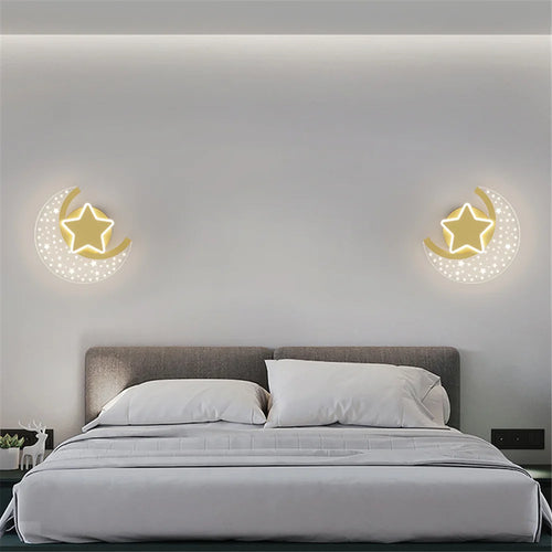 LED star and moon wall light for interior decoration - vue 5 sur 8