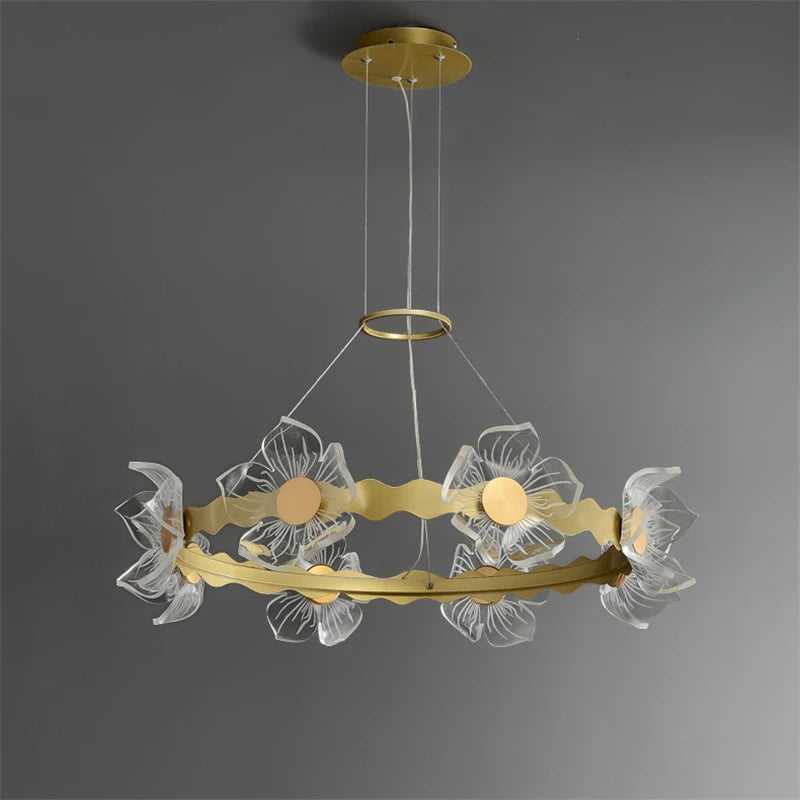 Modern petal-shaped chandelier with LED lighting - vue 3 sur 7