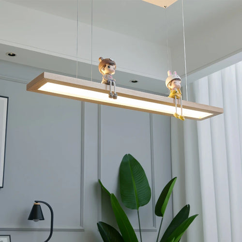 Nordic minimalist creative wooden LED pendant light - vue 4 sur 10
