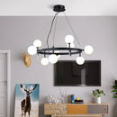 Nordic iron chandelier with LED glass balls for restaurant