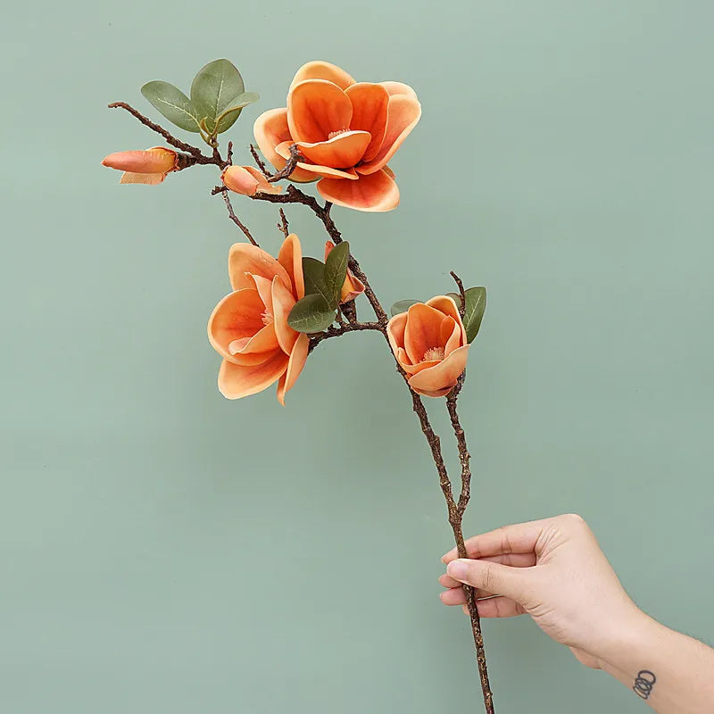 Artificial silk magnolia flower for elegant decoration