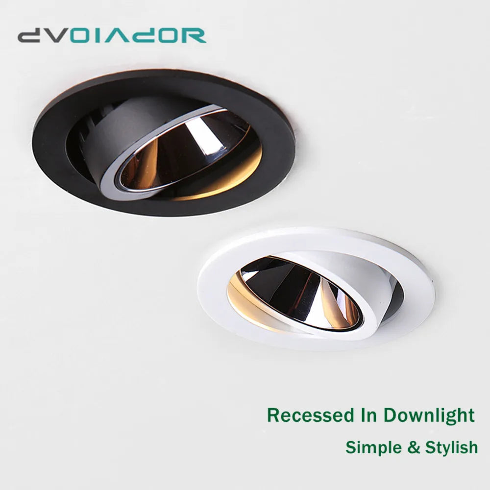 Modern adjustable anti-glare aluminium recessed ceiling light for indoor use