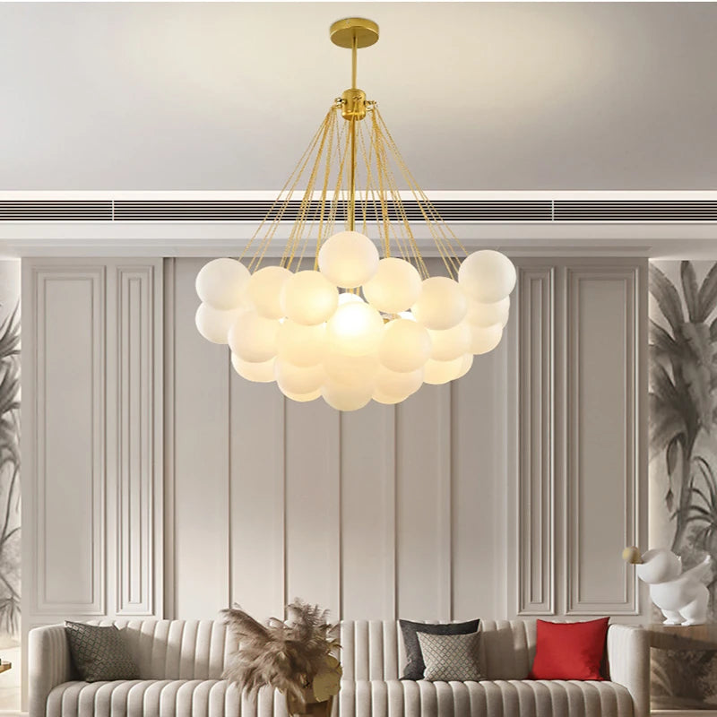 Nordic design glass bubble chandelier for a modern interior - vue 5 sur 10