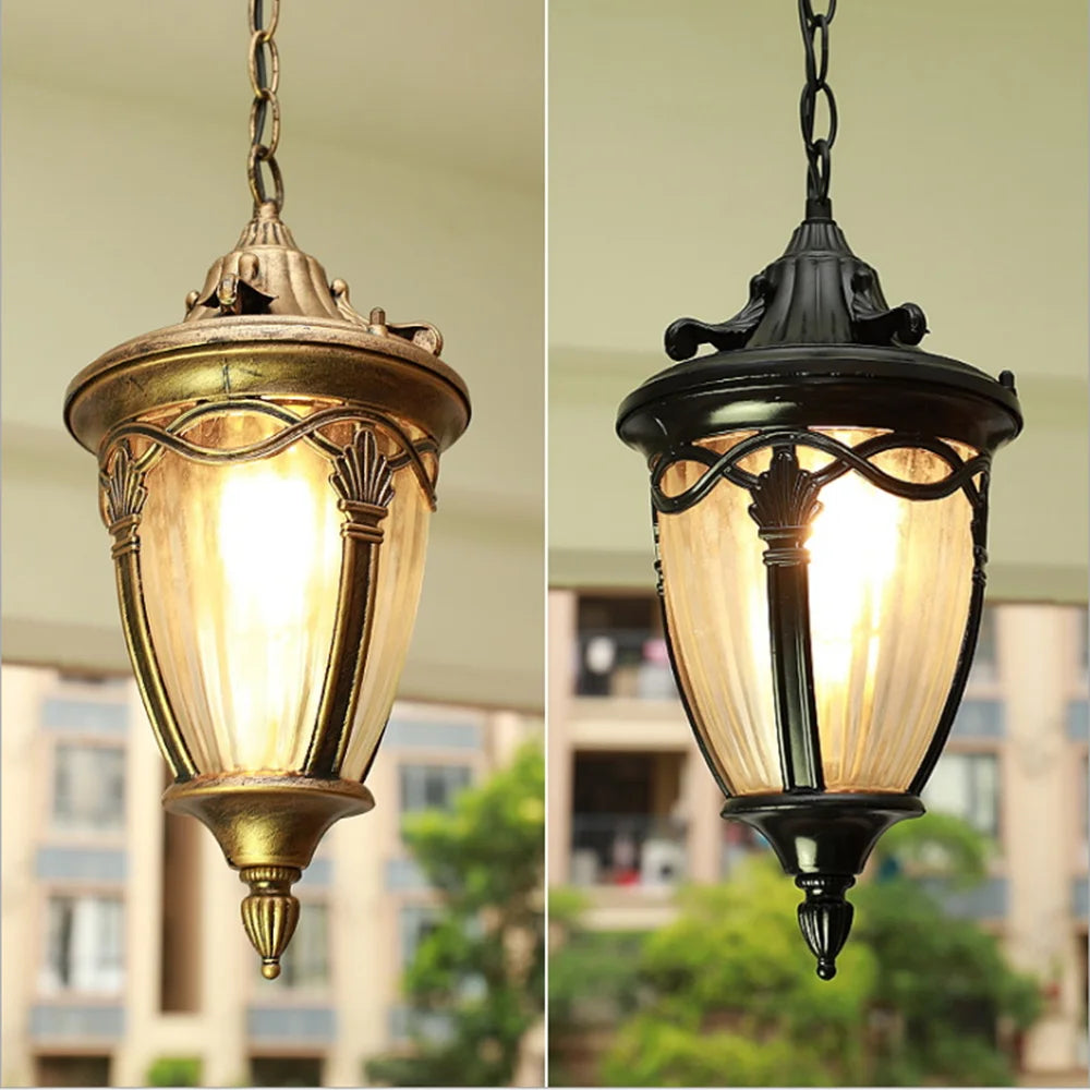 American outdoor hanging light for restaurant, balcony, bar, hotel, pavilion, gallery, retro waterproof chandelier
