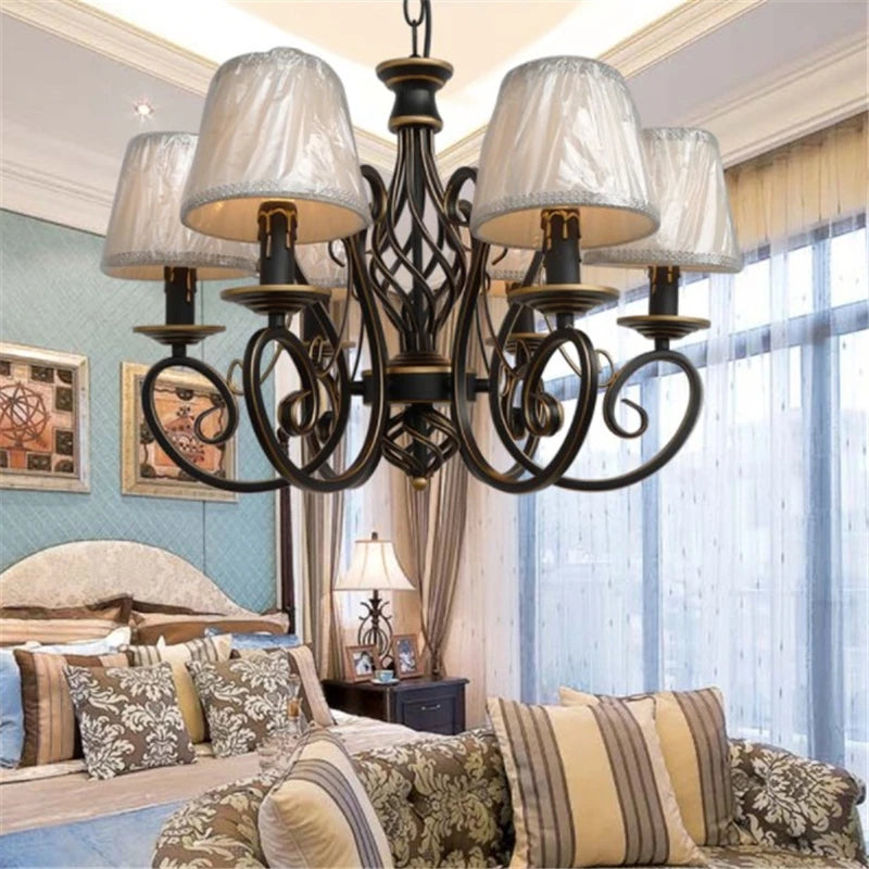 Antique iron and crystal retro nordic decorative chandelier - vue 8 sur 10