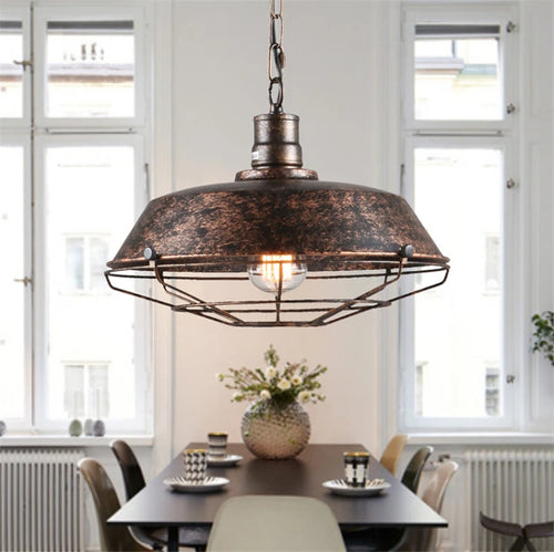 retro loft style iron pendant light for cafe and shops - vue 2 sur 8